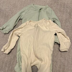 Cloud Island Kids Footies - Mint Green and Cream